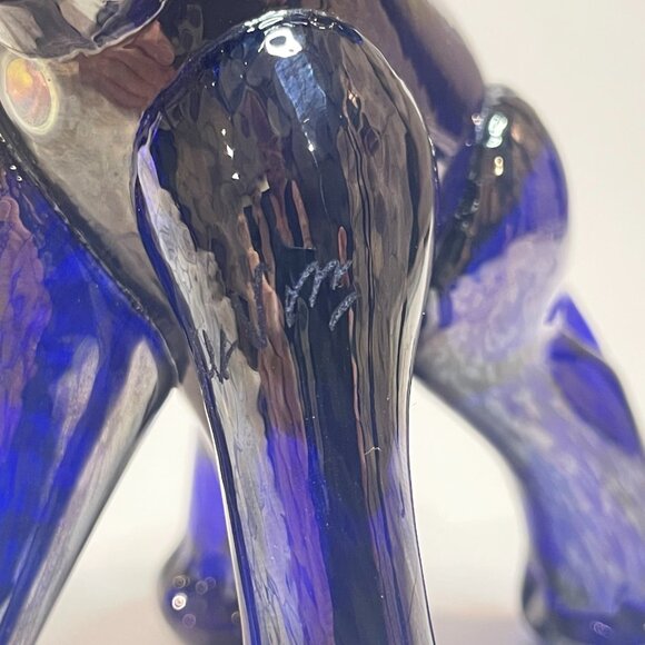 Daniel Vargas for Arte Vargas Art Glass Elephant Figurine Cobalt Blue Signed - Picture 6 of 7